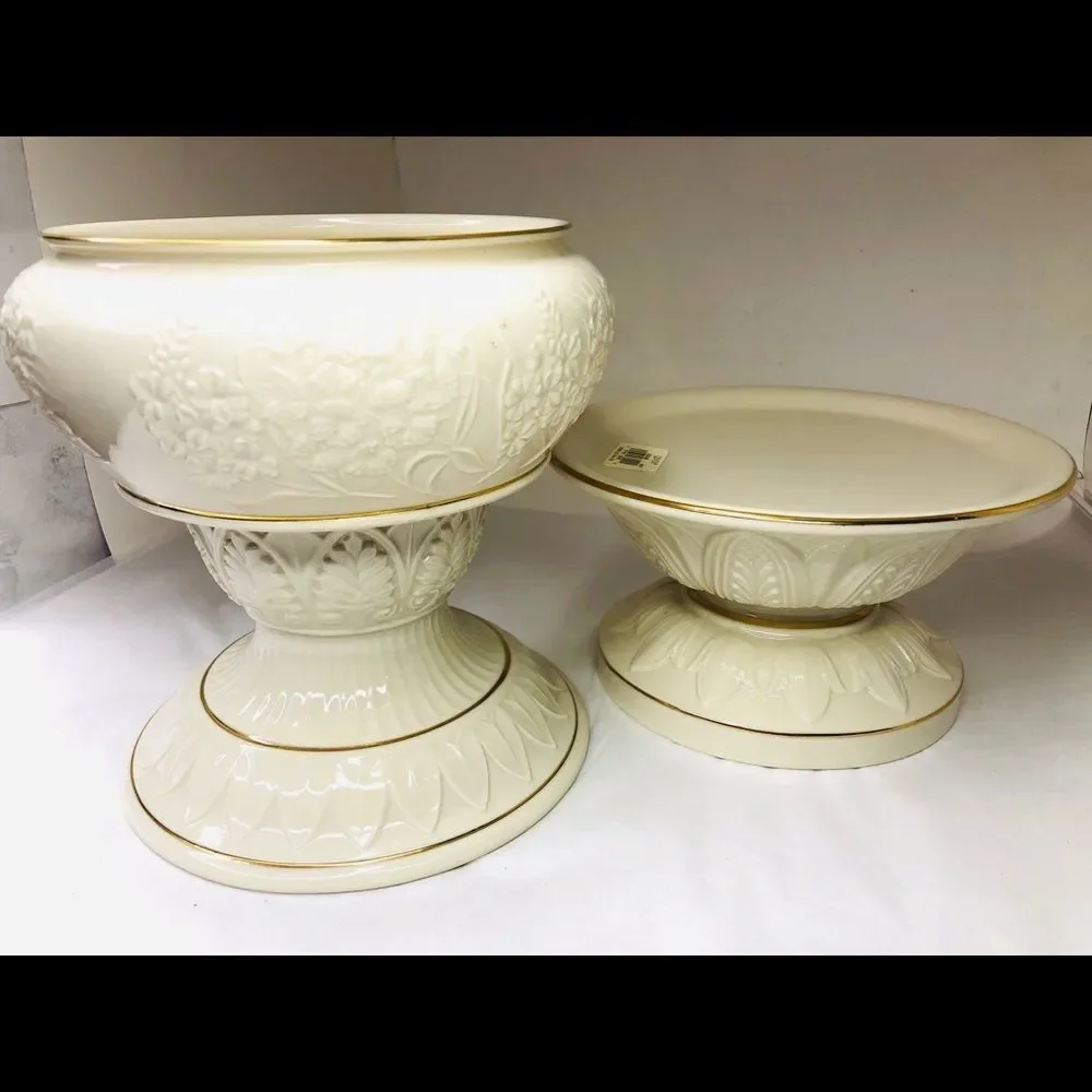 Lenox China Serveware Set: Bowl & 2 Display Bases